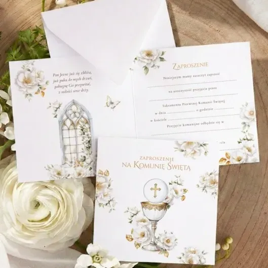 Zaproszenia komunijne do wypisania